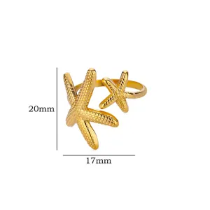 Vue macro détaillée montrant les dimensions 20mm par 17mm de la bague étoile de mer