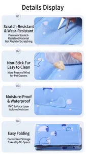 Detail view of waterproof and scratch-resistant pet cooling mat features