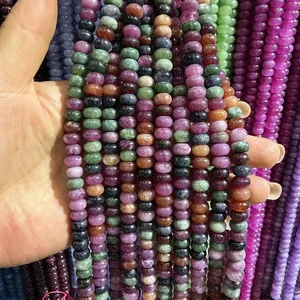 Close-up of 5x8mm colorful chalcedony abacus beads for DIY jewelry making