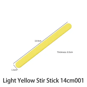 Detail of pale yellow silicone stirring rod for resin art with 13.9cm length markings