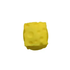 Soft yellow square cheese squishy stress relief toy for sensory play and venting fun.