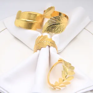 Electroplated Iron Leaf Napkin Rings Metal Napkin Holder For Wedding Party Dinner Table Decoration Banquet Tableware Accessories