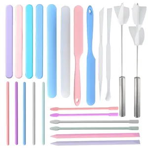 Silicone Stirring Rods for DIY Resin Craft Tools Non-Stick Reusable Spatula Stir Sticks Stainless Steel Resin Mixing Tools for Handcraft Jewelry Making