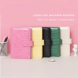 Macaron Krokodilmuster PU Leder Loseblatt Notizbuch Ordner Budgetplaner Organizer Mit Kartenschlitzen Für Schule Büro Geschenk