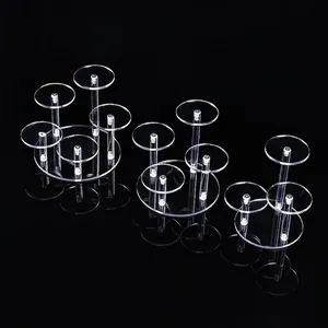 Tiered clear acrylic circular platform display stands for jewelry and collectibles
