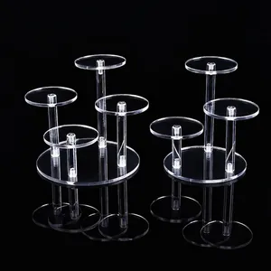 Premium transparent multi-tiered acrylic round display stands for jewelry and figures
