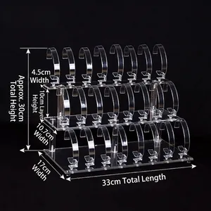 Acrylic Watch Display Stand Clear Multi-Tier Jewelry Holder For Watches Bracelet Storage Showcase Home Office Organization