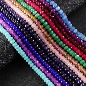 Vibrant multi-color 4x6mm faceted rondelle agate loose beads for DIY jewelry crafts
