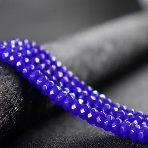 High-quality blue 4x6mm faceted abacus agate beads for DIY jewelry making accessories