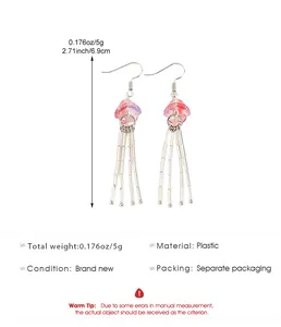 Détail des boucles d'oreilles méduses montrant les dimensions et les spécifications