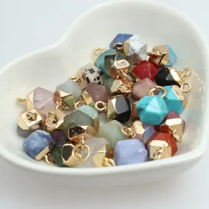 Assorted multifaceted natural semi-precious stone charms for DIY jewelry making accessories