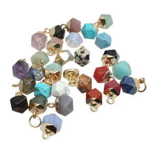 Faceted semi-precious stone pendants in irregular crystal and agate for DIY jewelry.