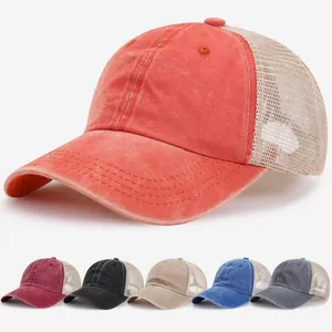Breathable washed mesh baseball cap with sun protection available in multiple colors