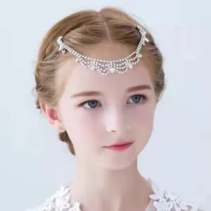 Prinzessinnenstil Legierung Strass Haarkette Für Kinder Festival Aufführung Süße Silber Blume Krone Haarschmuck Für Mädchen