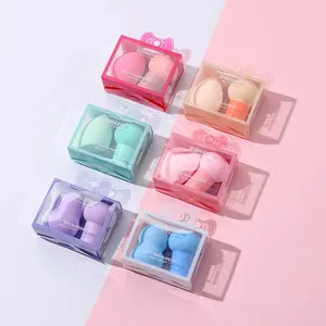 2 Pieces Makeup Blender Set Mushroom Head Puff And Water Drop Makeup Sponge With Bow Storage Box Hydrophilic Polyurethane Blender