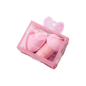 Professional 2-piece makeup sponge set including mushroom head puff and pink beauty blender