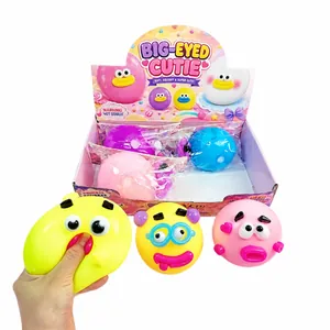 Colorful soft dog face swap squishy balls for stress relief in retail display box