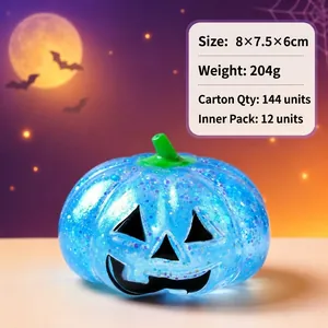Sparkling blue glitter Halloween pumpkin slow rebound squeeze toy for festive stress relief