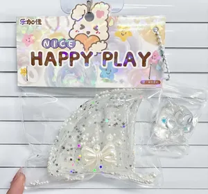 Ensemble de jouets squishy patte de chat transparent avec gaufre et perles