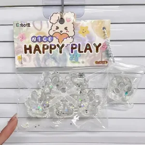Lot de jouets squishy pattes de chat transparents avec décorations étoiles et perles