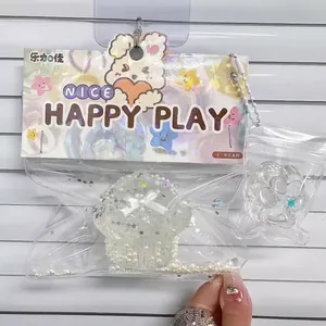 Kit de jouets squishy chat et cupcake transparents pour le stress en matériau TPR