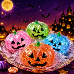 Colorful glitter jelly Halloween pumpkin squeeze toys for stress relief and fun decoration