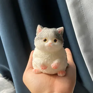 Jouet squishy chat potelé réaliste pour soulager le stress, cadeau ornement chaton peint à la main