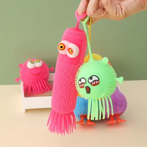 Palla a Riccio Luminosa Giocattolo Antistress Squishy in Gomma Morbida con LED Lampeggiante Regalo per Feste per Bambini