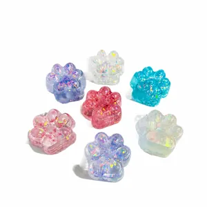 Set van zeven kleurrijke glitter kattenpoot squishy speelgoed voor stressverlichting