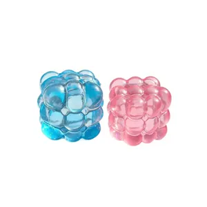 Transparent pink and blue bubble cube squishy toys for sensory stress relief and fun play