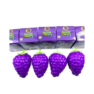 Set de quatre grands jouets à presser en forme de raisin violet avec emballages