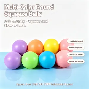 Set mit 6 cm großen bunten TPR-Quetschbällen für sensorisches Spiel und Stressabbau