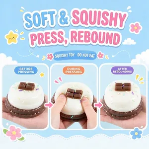 Realistische cake squishy speeltje van TPR voor stressverlichting en sensorisch spel