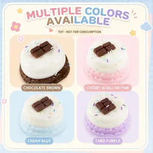 Simulatie cake squishy speelgoed set voor stressverlichting, in 4 pastelkleuren
