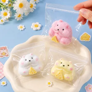 Schattig hamster squishy speelgoed in transparante zakjes voor effectieve stressverlichting