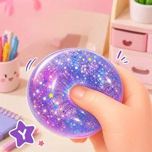 Großer lila Glitzer-Anti-Stress-Squishy-Ball zur Entspannung und für das Handtraining