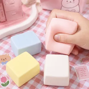 Macaron colored soft squishy tofu cubes stress relief toys for sensory play and relaxation