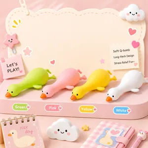 Cute creative TPR cartoon duck squeeze toy for stress relief available in four soft colors