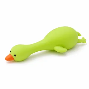 Cute green cartoon duck stress relief squeeze toy made of soft tactile TPR material
