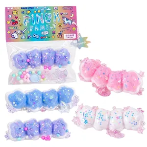 Handgehaltenes buntes Cloud Bubble String Squishy Spielzeug zum Stressabbau mit Glitzersternen