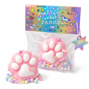 Kawaii ροζ πατούσα γάτας squishy παιχνίδι κατά του στρες με ολογραφική συσκευασία