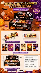 Halloween Stressabbau Butter-Stick Squeeze-Spielzeug mit gruseligen Mustern und Displaybox.