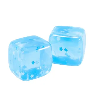 Translucent blue ice cube squishy toy with snowflake patterns for effective stress relief