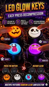 Leuchtende Halloween-Fidget-Knöpfe mit Kürbis-, Geist- und Totenkopf-Motiven