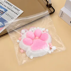 Μεγάλο λούτρινο squishy παιχνίδι πατούσα γάτας 14cm σε διαφανή τσάντα για το άγχος