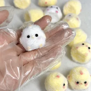 Small fuzzy white chick squishy toy for stress relief and slow rebound sensory play
