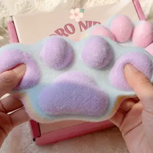 Colorful rainbow cat paw squishy stress relief toy made of soft TPR material for relaxation