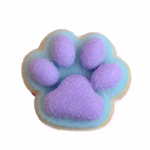 Colorful fluffy cat paw squishy toy made of TPR for stress relief and sensory play