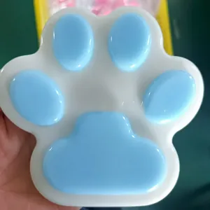 Gran juguete squishy de pata de gato de 14cm en azul y blanco con rebote lento