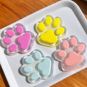 Juguete Squishy Jumbo Pata de Gato Transparente Rebote Lento Juguete para Apretar para Aliviar el Estrés Suave TPR Flocado Sensorial
